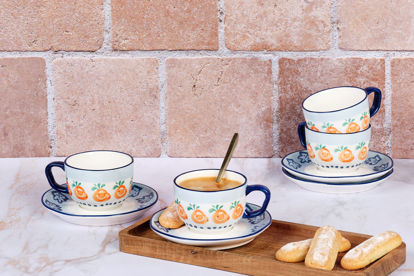 Tasse NAPOLI 20cl et soucoupe Ø15cm - 8 pièces - Agrume