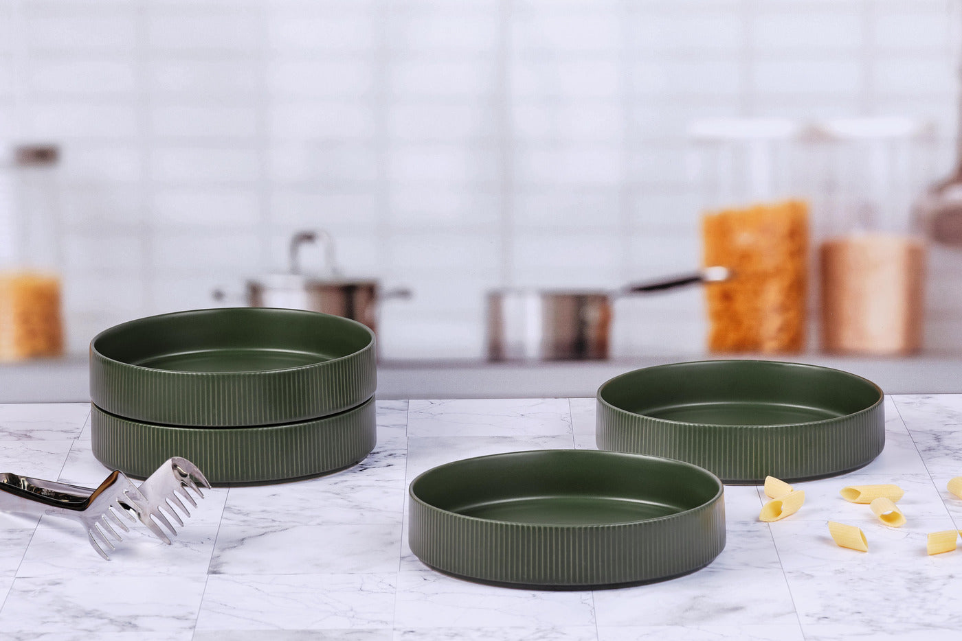 Assiette creuse SCANDI Ø21,5cm - 4 pièces - Olive