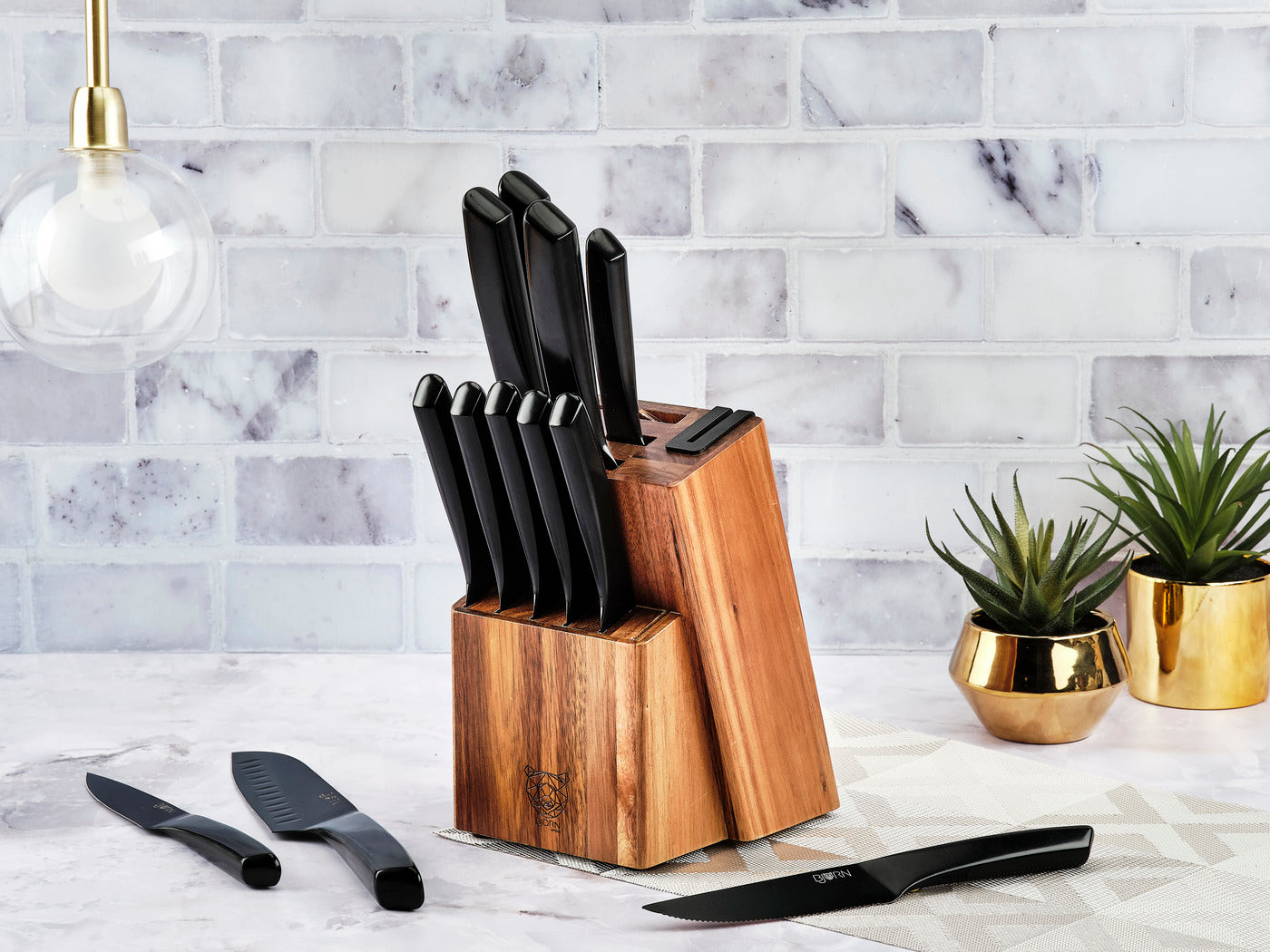 Bloc couteaux de cuisine et couteaux à steak JENSEN LOVIISA - 14 pièces