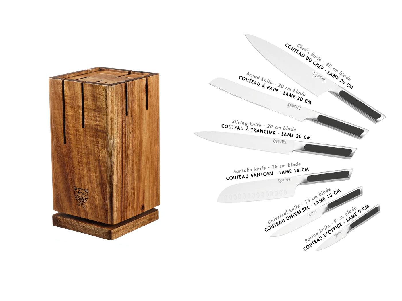 Bloc couteaux de cuisine LOKI SKAGEN - 7 pièces
