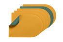 Set de table rectangovale réversible - 6 pièces - Cuir recyclé jaune moutarde et vert sapin