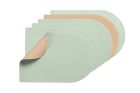 Set de table rectangovale réversible - 6 pièces - Cuir recyclé rose pâle et vert pâle