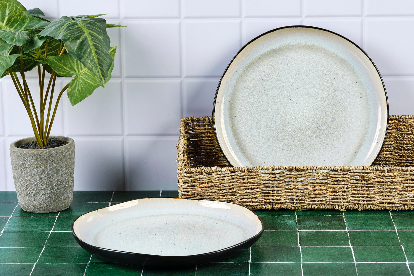 Plateau de service IRIS Ø32cm - 2 pièces - Blanc ivoire